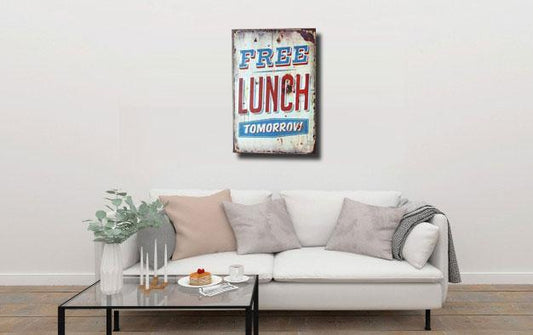 Free Lunch Tomorrow Tin Sign Poster