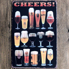 Beer Menu Cheers Metal Tin Sign Poster