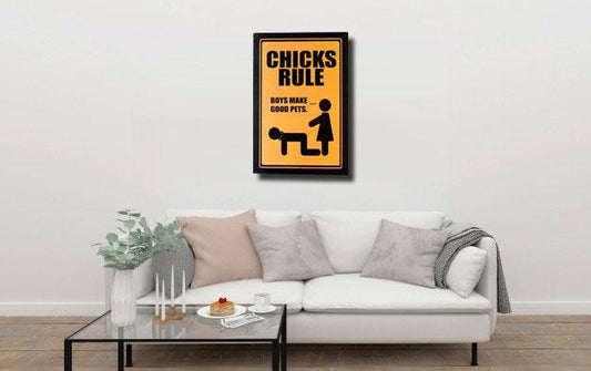 Chicks Rule Metal Tin Poster