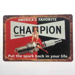 Champion Spark Plug Metal Tin Sign Poster