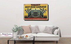 Hot Rod Garage Metal Tin Poster