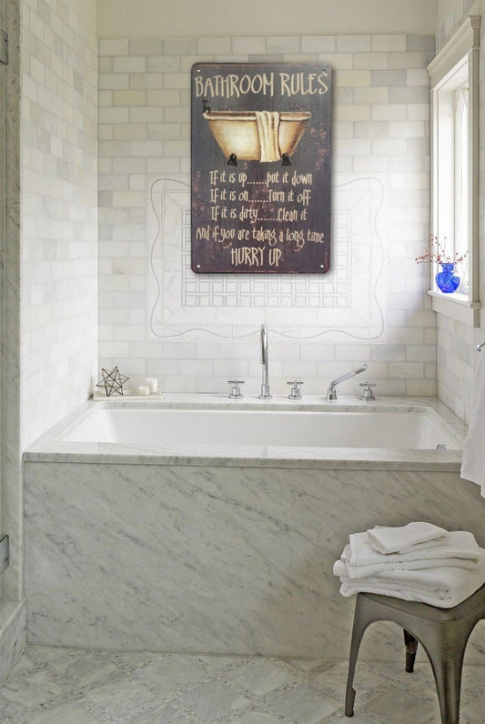 Bathroom Toilet Rules Metal Tin SIgn Poster