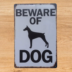 Beware of Dog Metal Tin Poster
