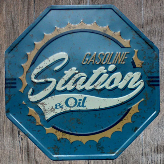 Gasoline Station Octagon Metal Tin Sign Poster