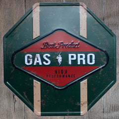 Gas Pro Octagon Metal Tin Sign Poster