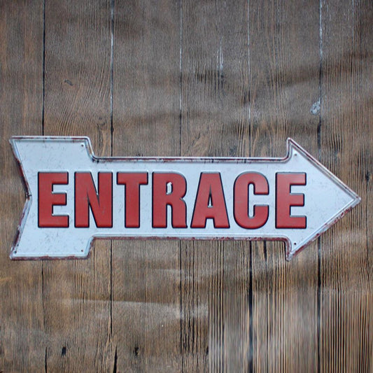 Entrance Arrow Metal Tin Sign Poster