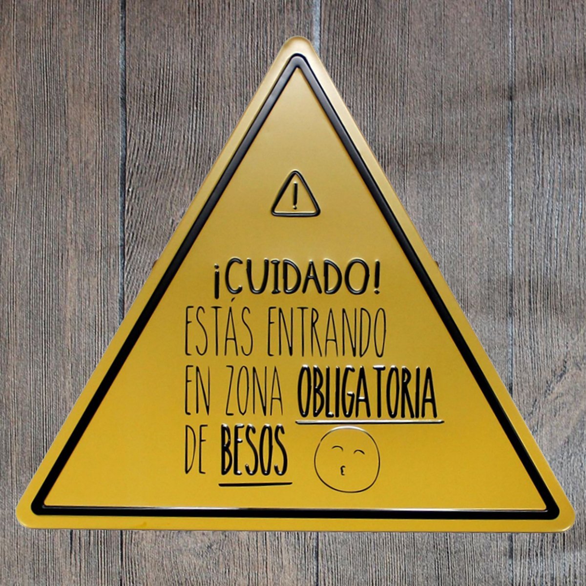 Cuidado Triangle Metal Tin Sign Poster