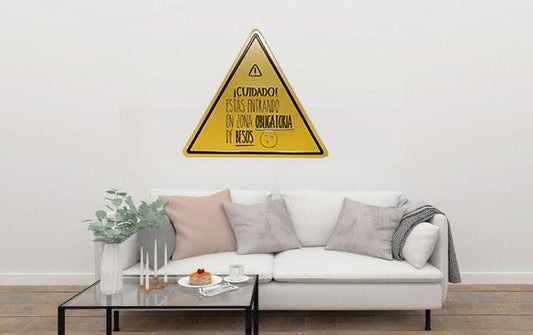 Cuidado Triangle Metal Tin Sign Poster