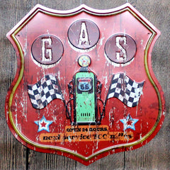 Gas Red Large Metal Tin Sign Poster