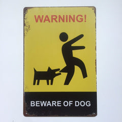 Beware of Dog Metal Sign Poster- Dog warning sign