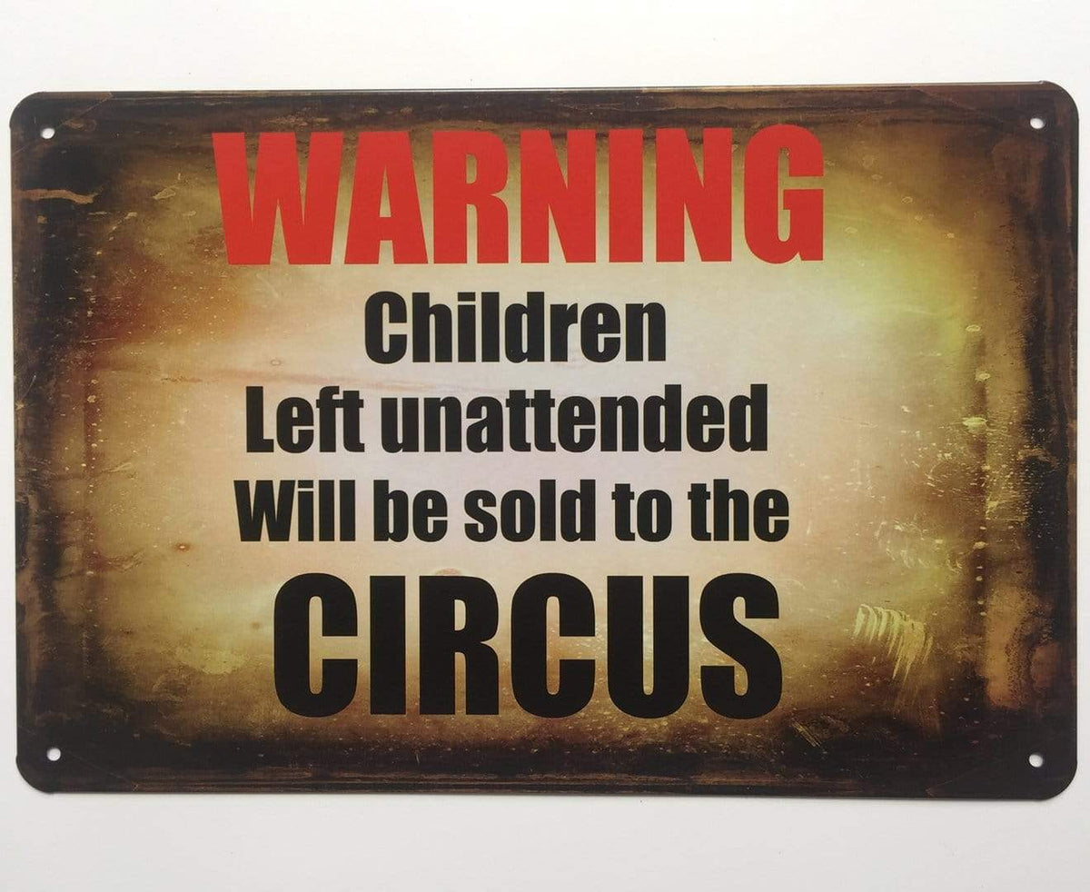 Children Warning Metal Tin Poster