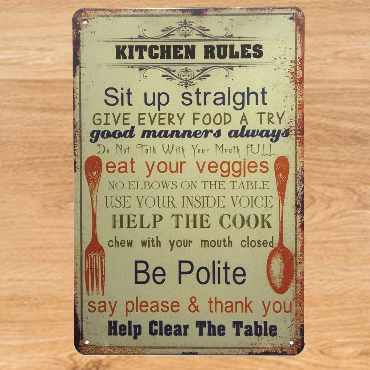 Kitchen Rules Signs for Home Metal Poster