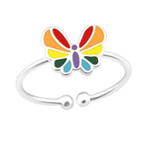 Children's Silver Butterfly Adjustable Ring 