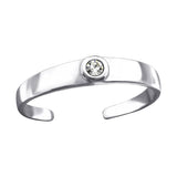 Sterling Silver Crystal Round Toe Ring