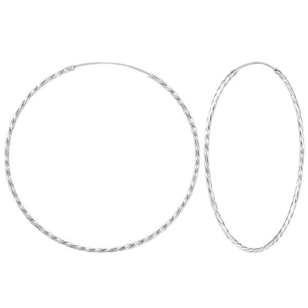 large Silver Twisted Hoop Earrings