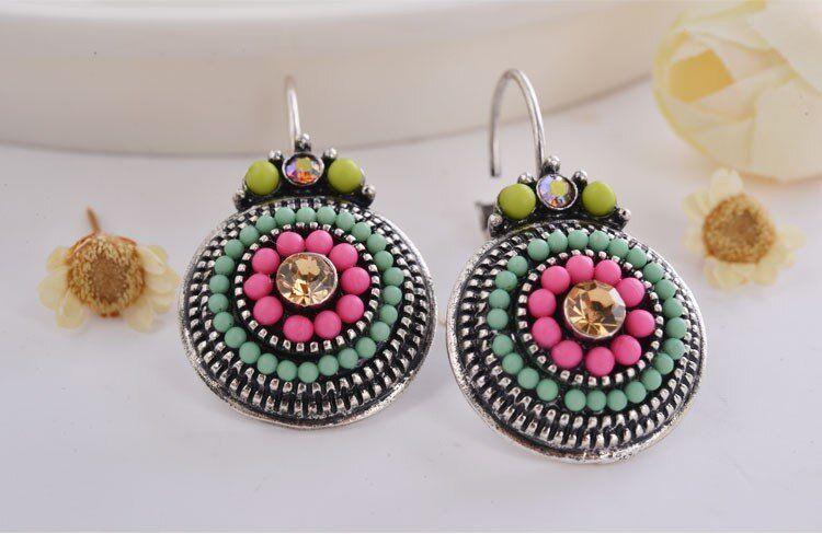 Vintage Colorful Beads Drop Earrings