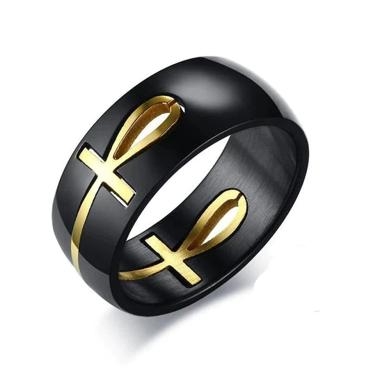 Ankh Egyptian Gold Cross Ring