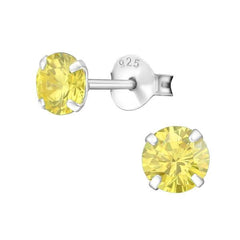 Silver Birthstone Stud Earrings