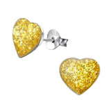Kids Silver Heart Glitter Colorful Earrings