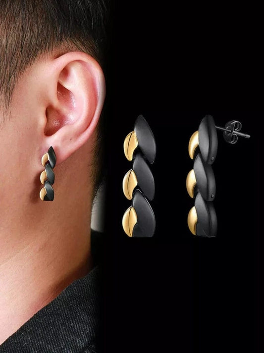 Black and Gold Titanium Earrings