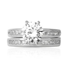 Channel Band Wedding Ring Set