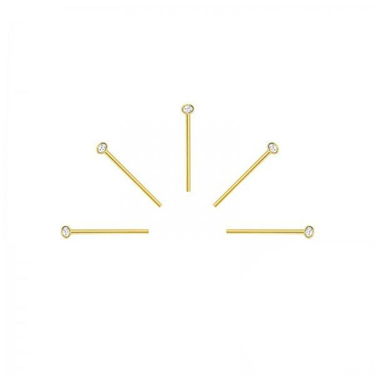 5 x Silver Gold  Bendable Crystal nose stud