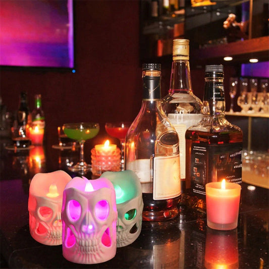 3 Pcs Colourful Skull Candles Set