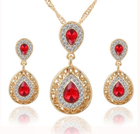 Attractive Zircon Water Drop Bridal Jewelry red