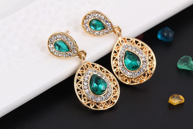 Zircon Water Drop Bridal Jewelry blue