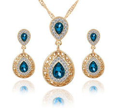 Zircon Water Drop Bridal Jewelry blue