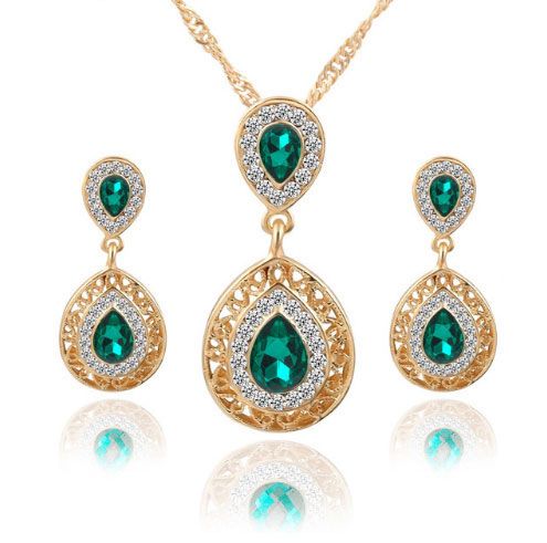 Zircon Water Drop Bridal Jewelry green