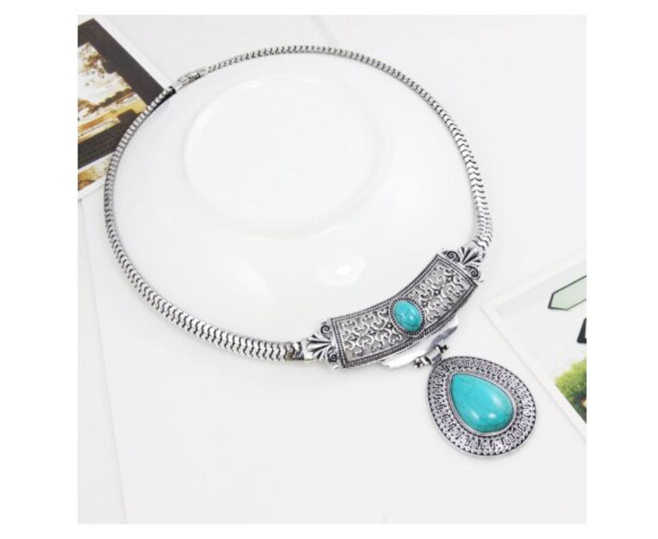 Chunky Vintage-Style Turquoise Necklace