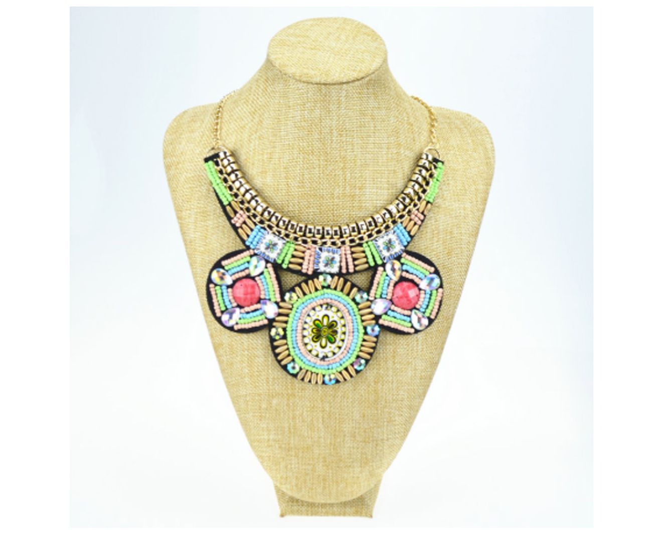 Handmade Embroidery Multicolor Necklace