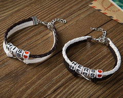 His & Hers Infinity Leather Bracelets for Couple