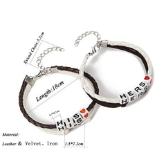 His & Hers Infinity Leather Bracelets for Couple