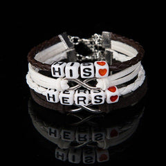 His & Hers Infinity Leather Bracelets for Couple