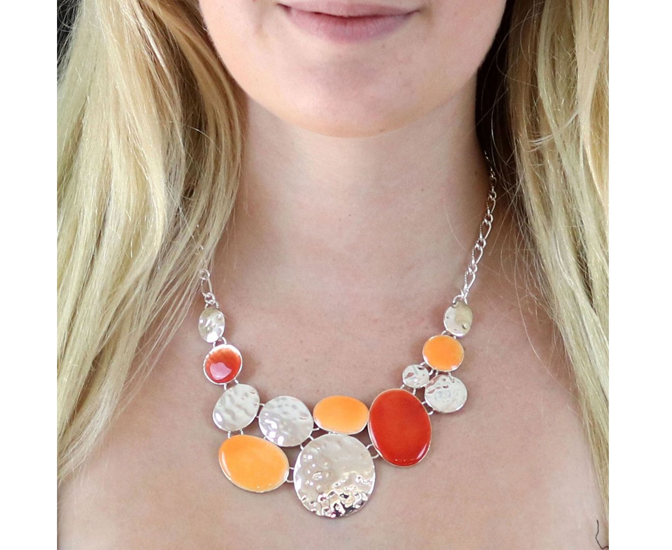 Handmade Necklace And Earrings Set orange