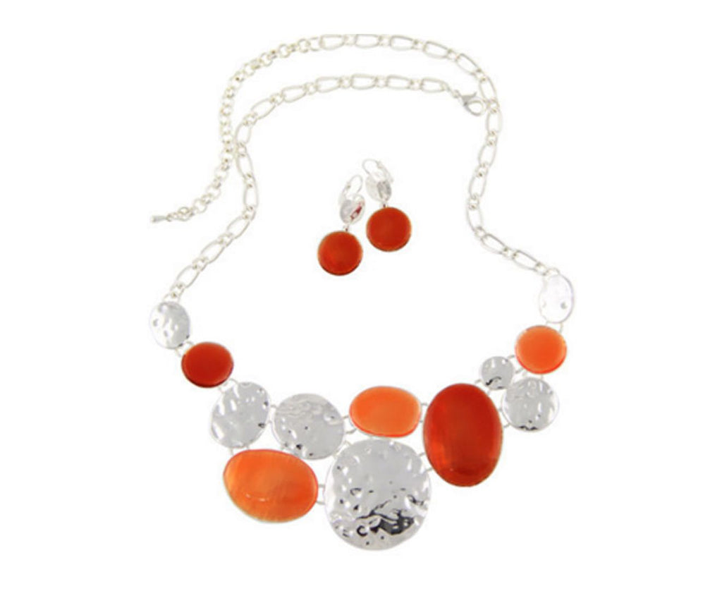 Handmade Necklace And Earrings Set orange