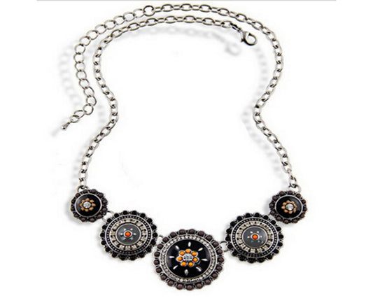 Enamel Beads Flowers Choker Necklace Necklace