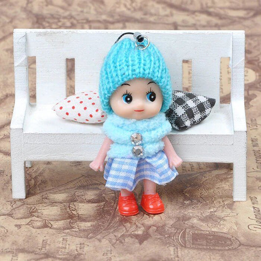 4 x Cute Knit Babydoll Keychains Set