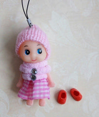 4 x Cute Knit Babydoll Keychains Set