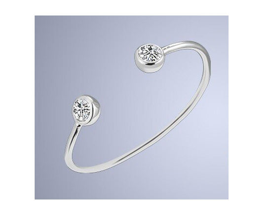 Diamond Screw Cuff Silver Bangle For Women