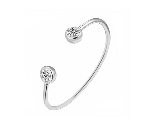 Diamond Screw Cuff Silver Bangle For Women