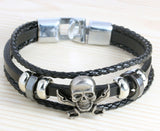 Mens Skull Leather Bracelet