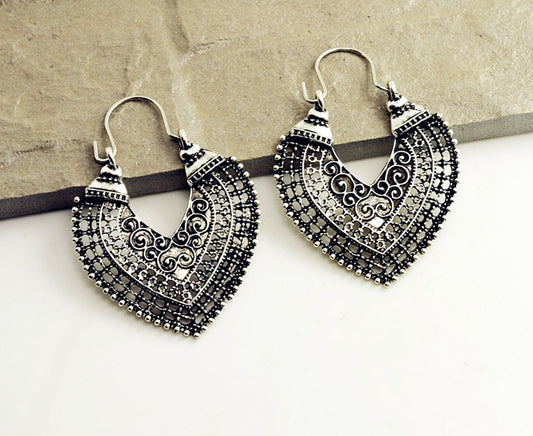 Vintage Heart Drop Earrings