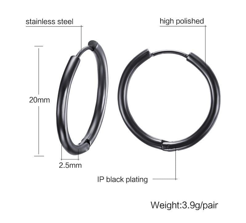Black Stainless Steel Hoop Earrings