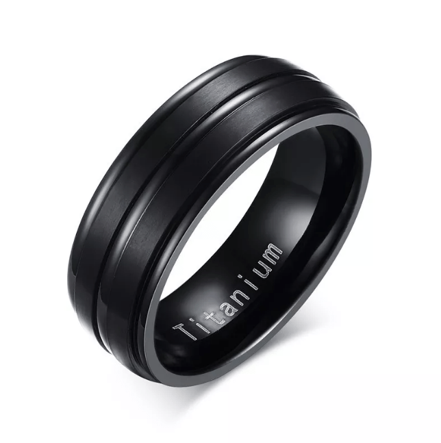Black Groove Titanium Rings