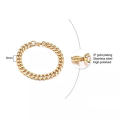 Cuban Link Gold Chain Bracelet - 9mm