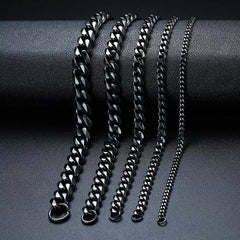 Cuban Link Black Chain Heavy  Bracelet - 11mm