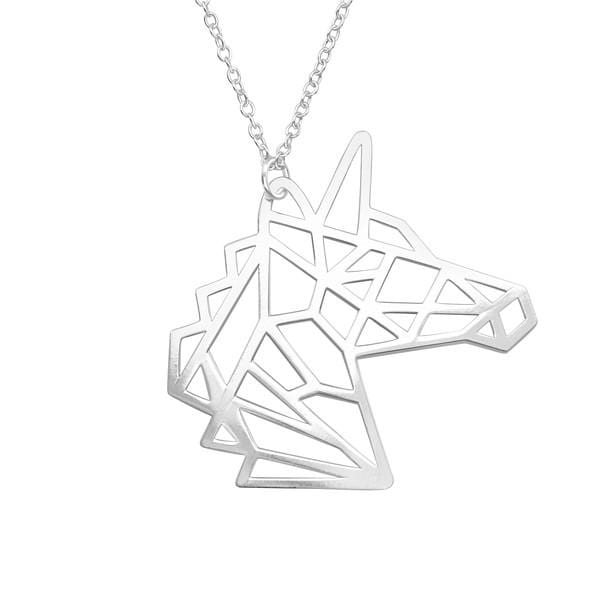  Laser Cut Silver  Unicorn  Necklace